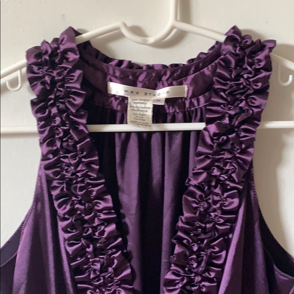 MAX STUDIO silky shirt with ruffled neckline